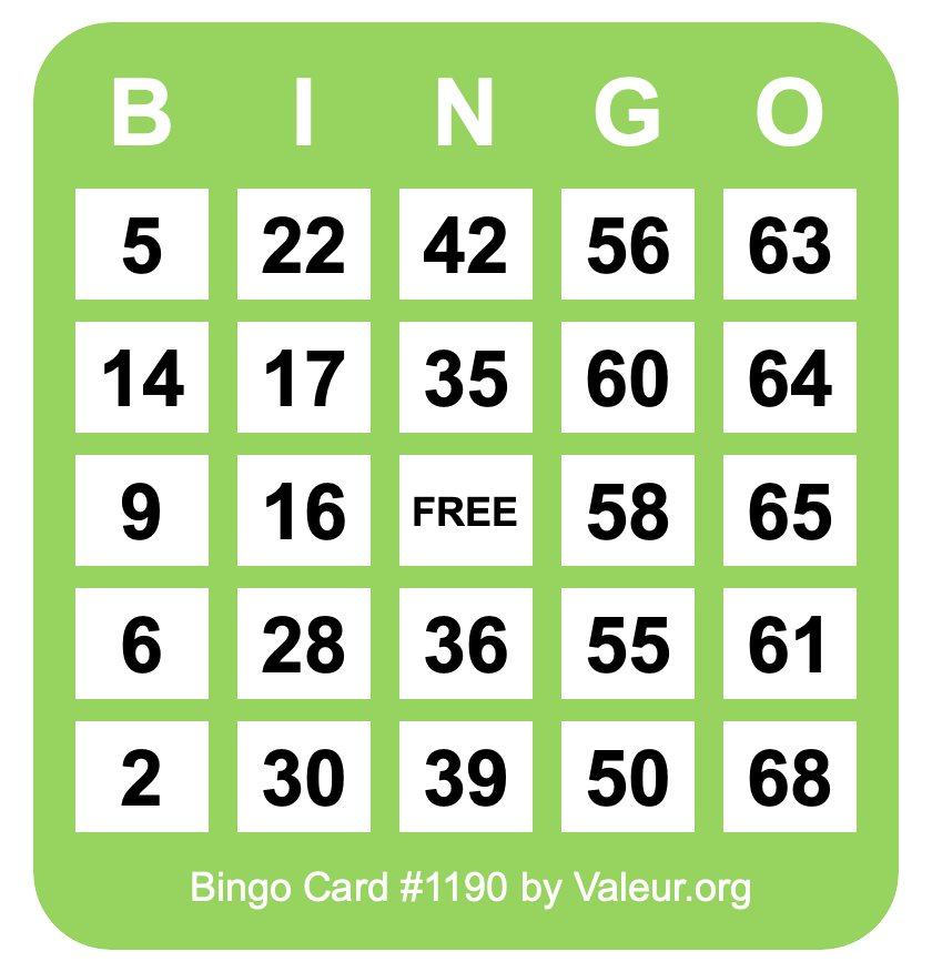 Bingo Card #1190