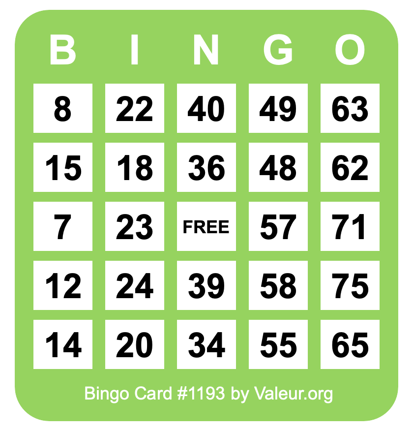 Bingo Card #1193