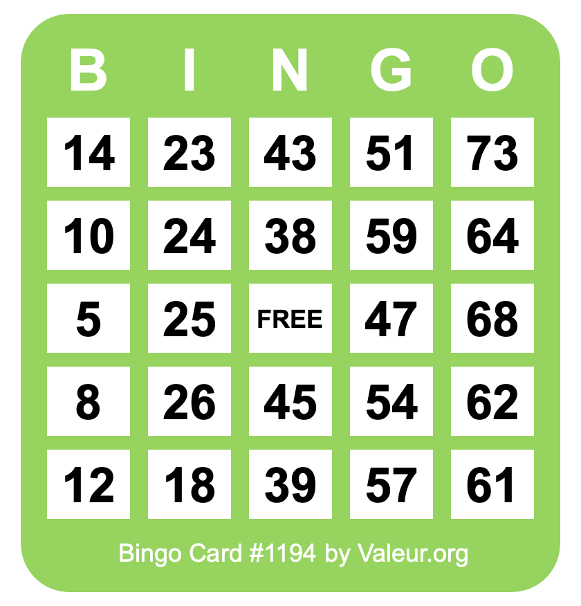 Bingo Card #1194