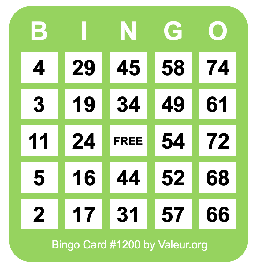Bingo Card #1200