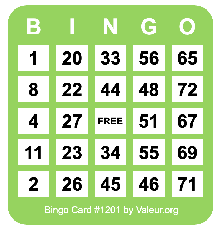 Bingo Card #1201