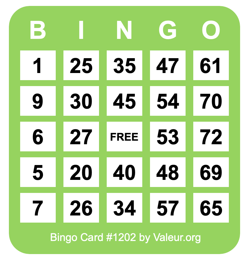 Bingo Card #1202