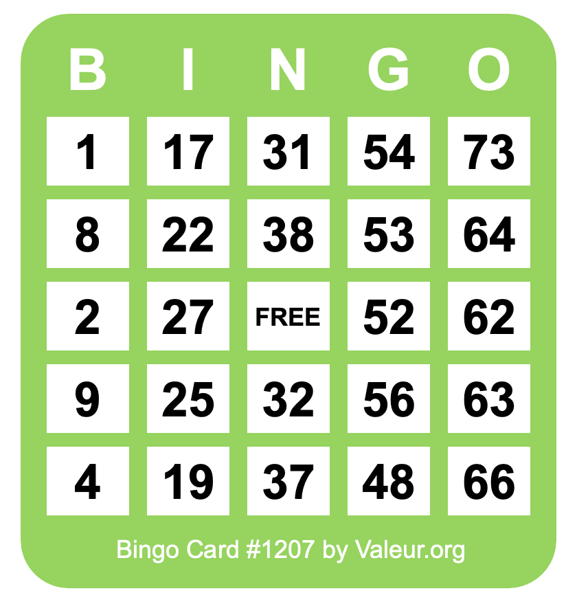 Bingo Card #1207