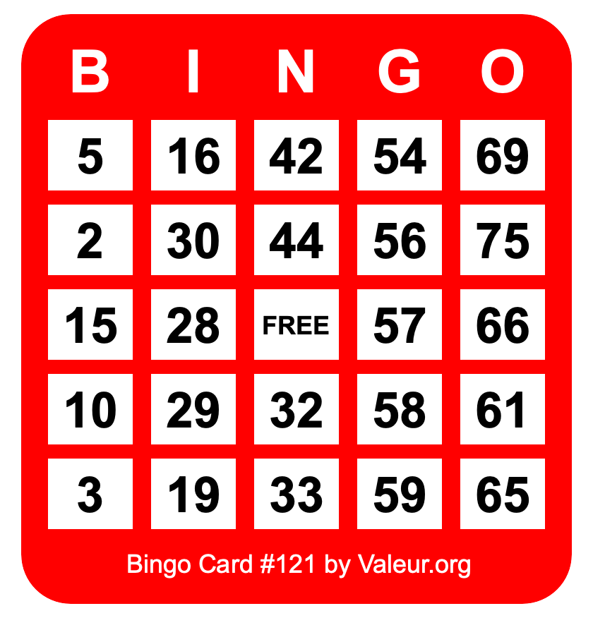 Bingo Card #121