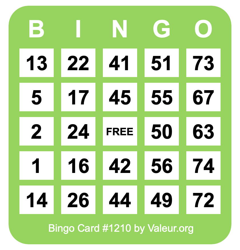 Bingo Card #1210