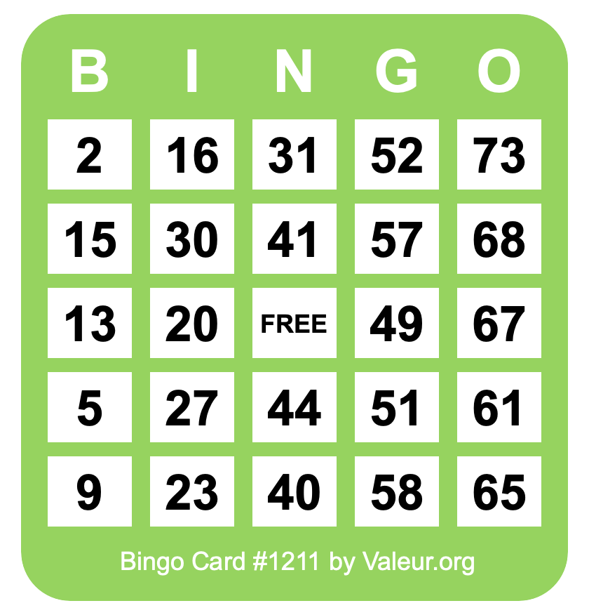 Bingo Card #1211
