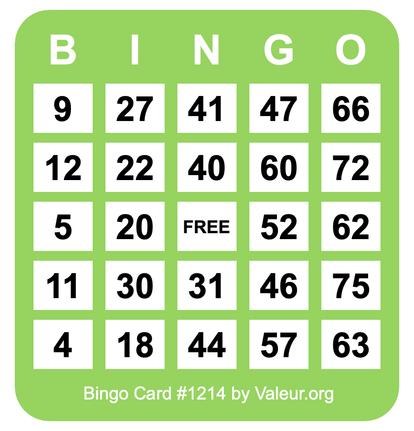 Bingo Card #1214