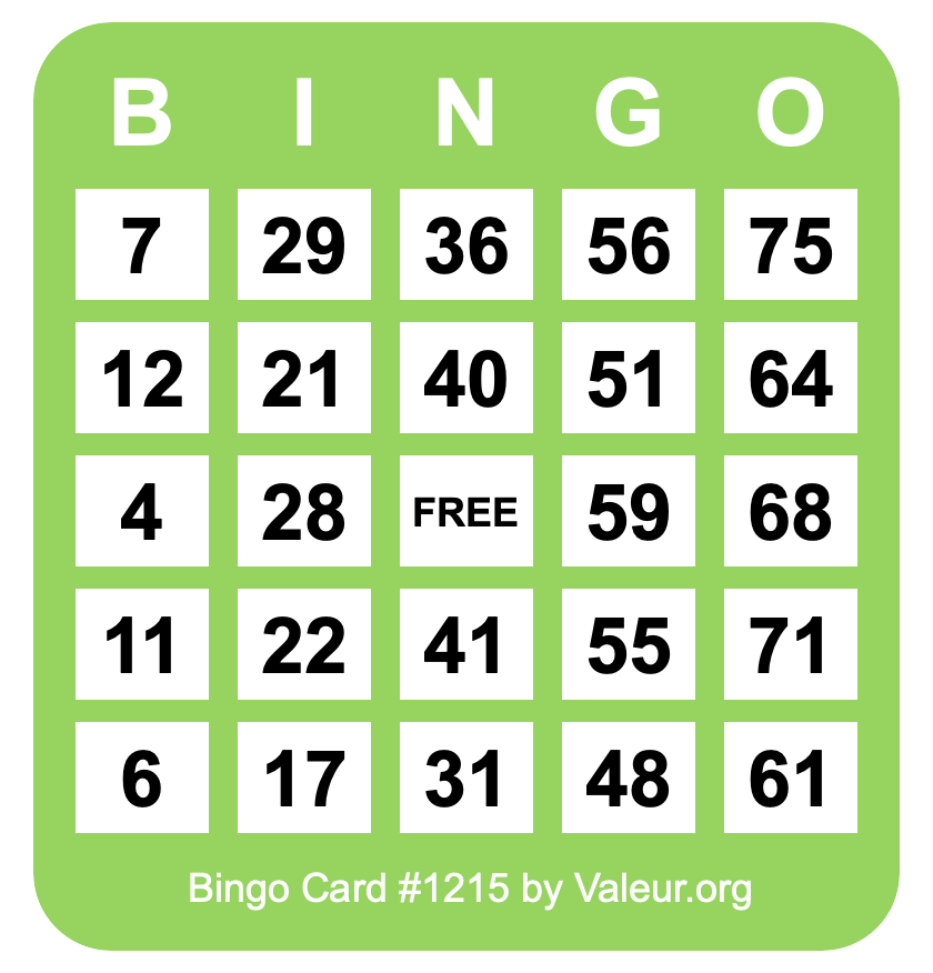 Bingo Card #1215