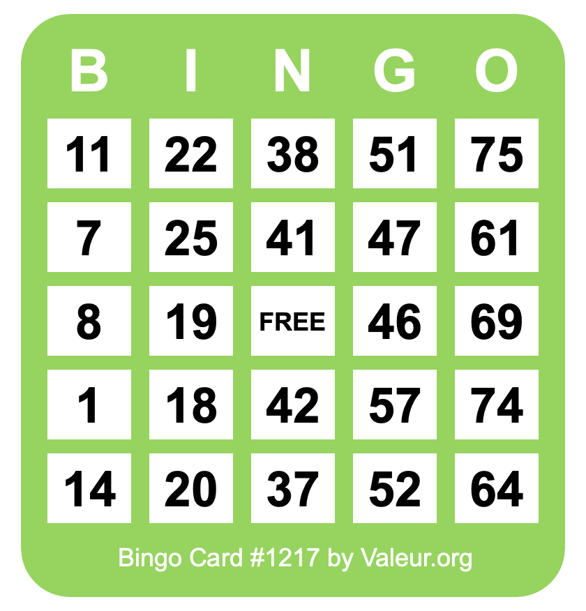 Bingo Card #1217