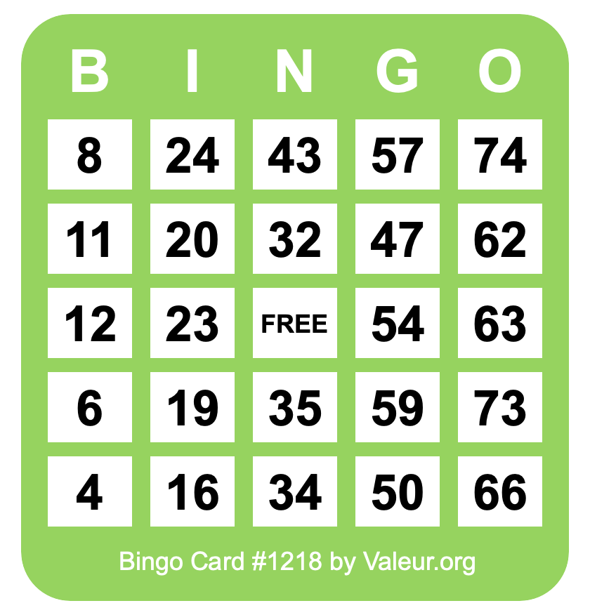 Bingo Card #1218