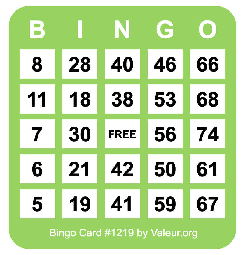 Bingo Card #1219