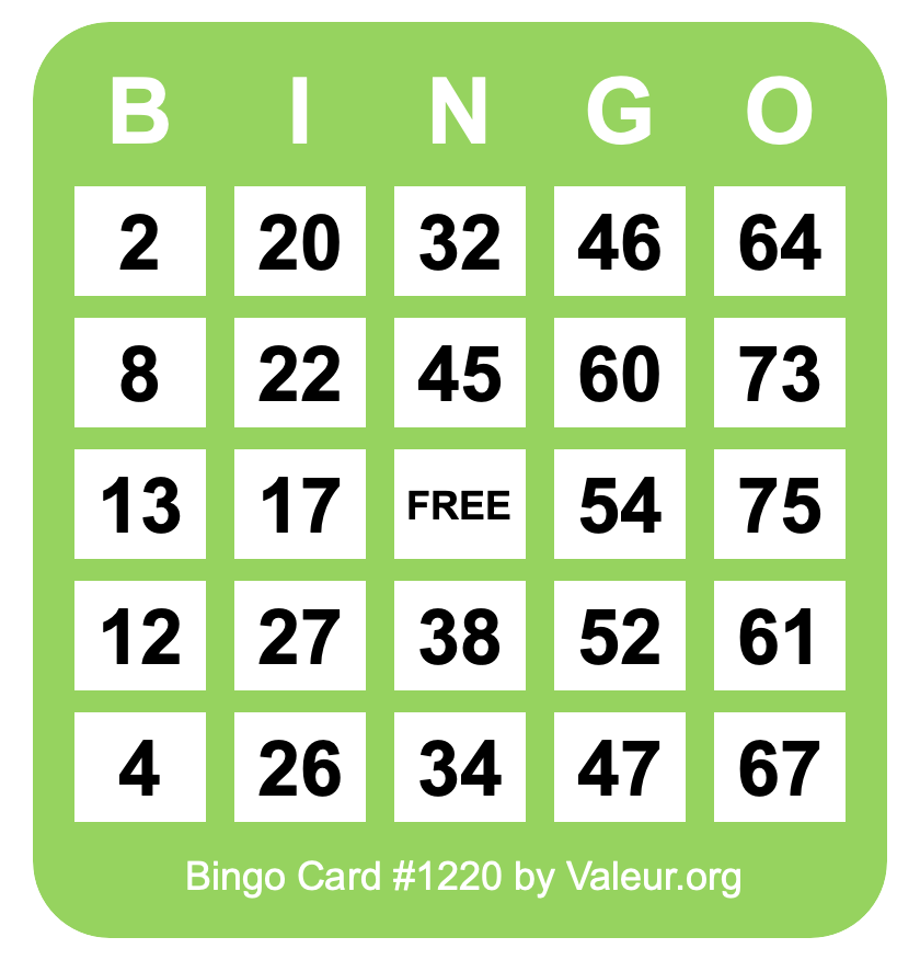 Bingo Card #1220