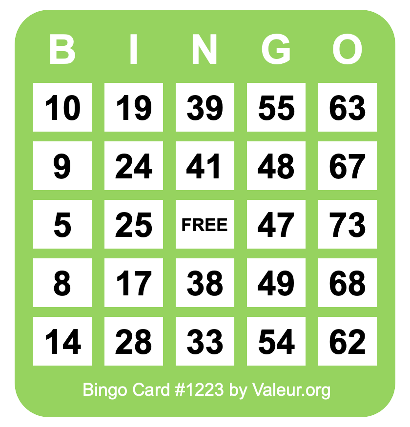 Bingo Card #1223