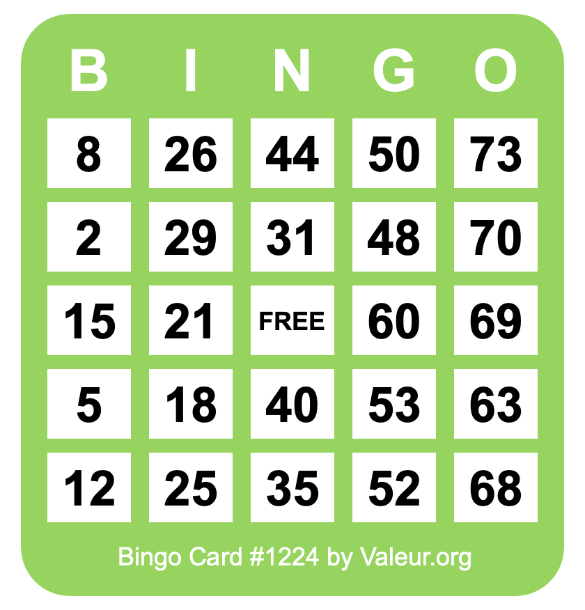 Bingo Card #1224