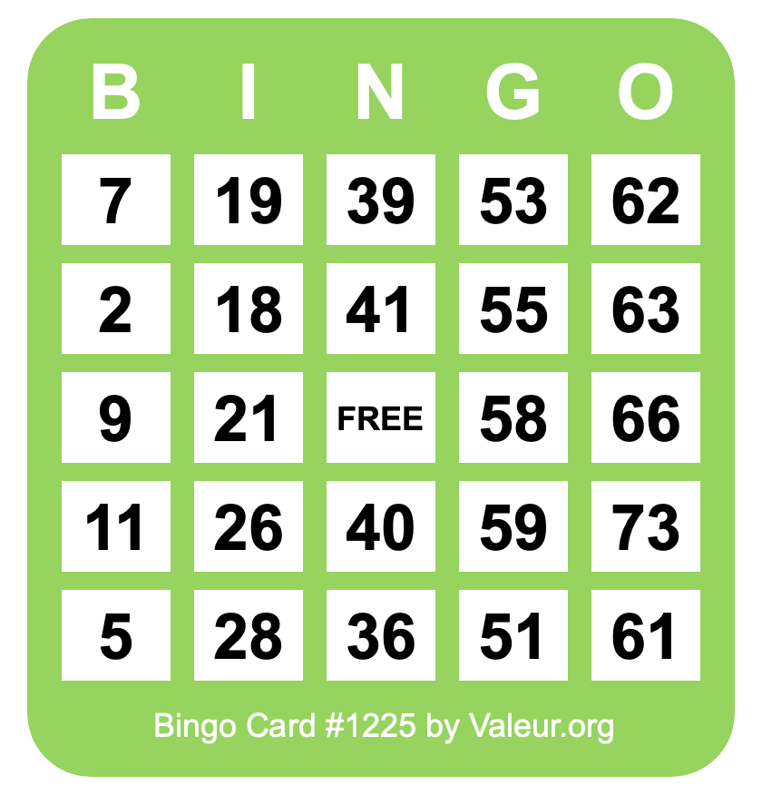 Bingo Card #1225