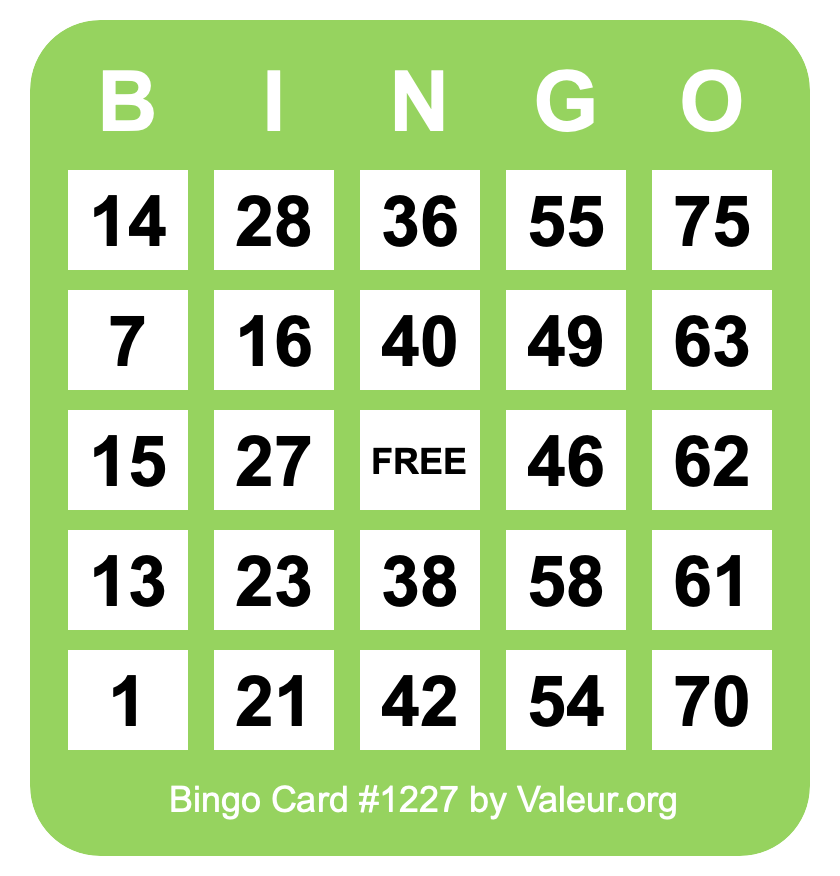 Bingo Card #1227