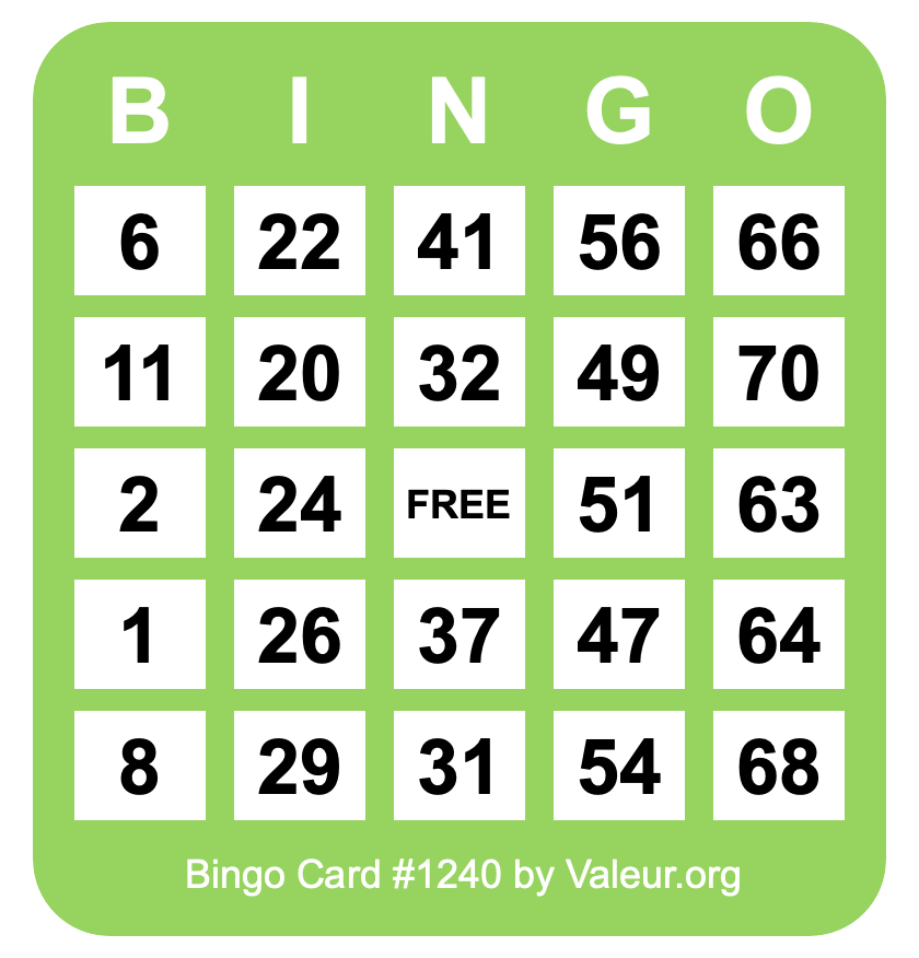 Bingo Card #1240