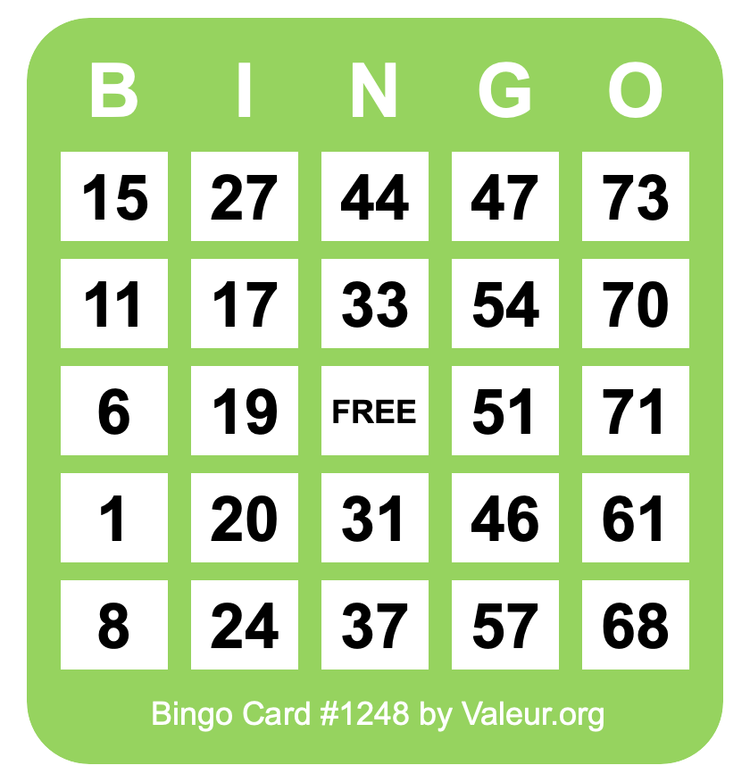 Bingo Card #1248