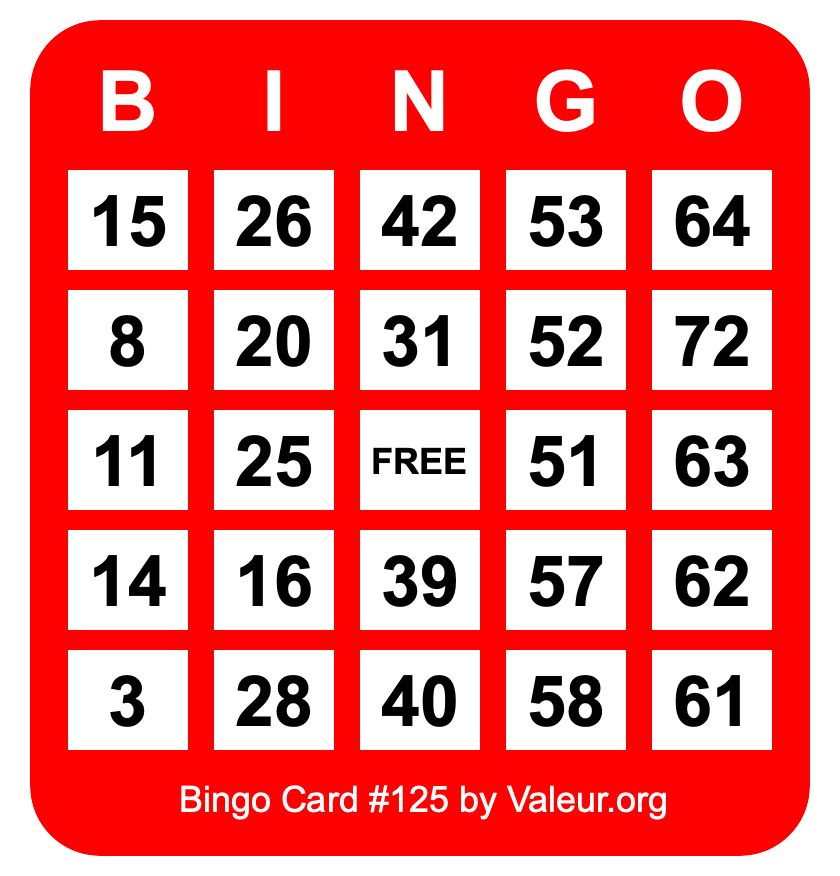 Bingo Card #125