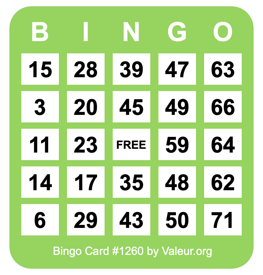 Bingo Card #1260