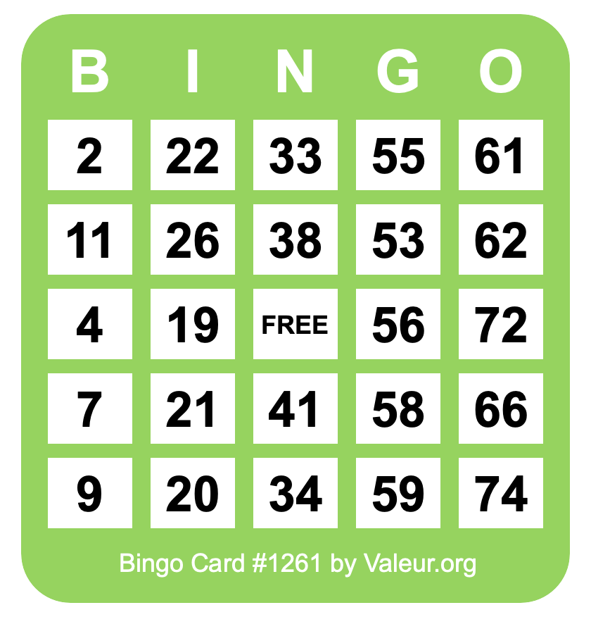 Bingo Card #1261