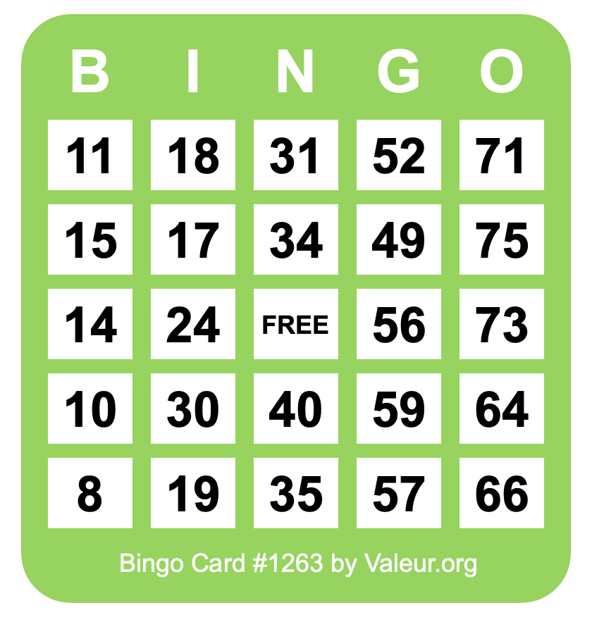 Bingo Card #1263