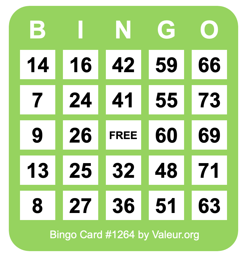Bingo Card #1264