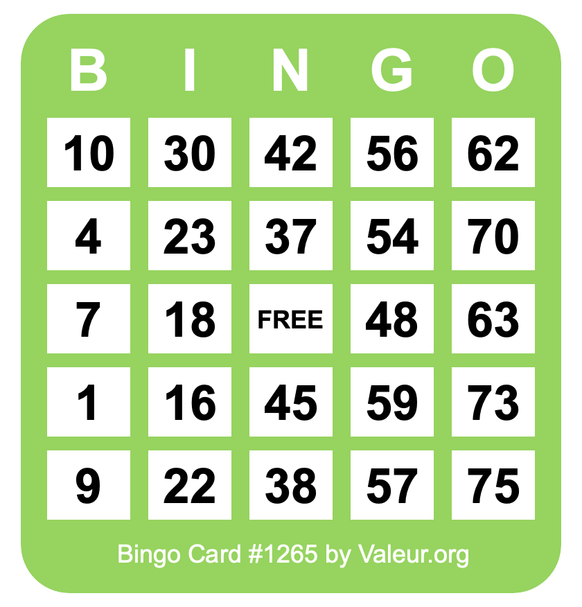Bingo Card #1265
