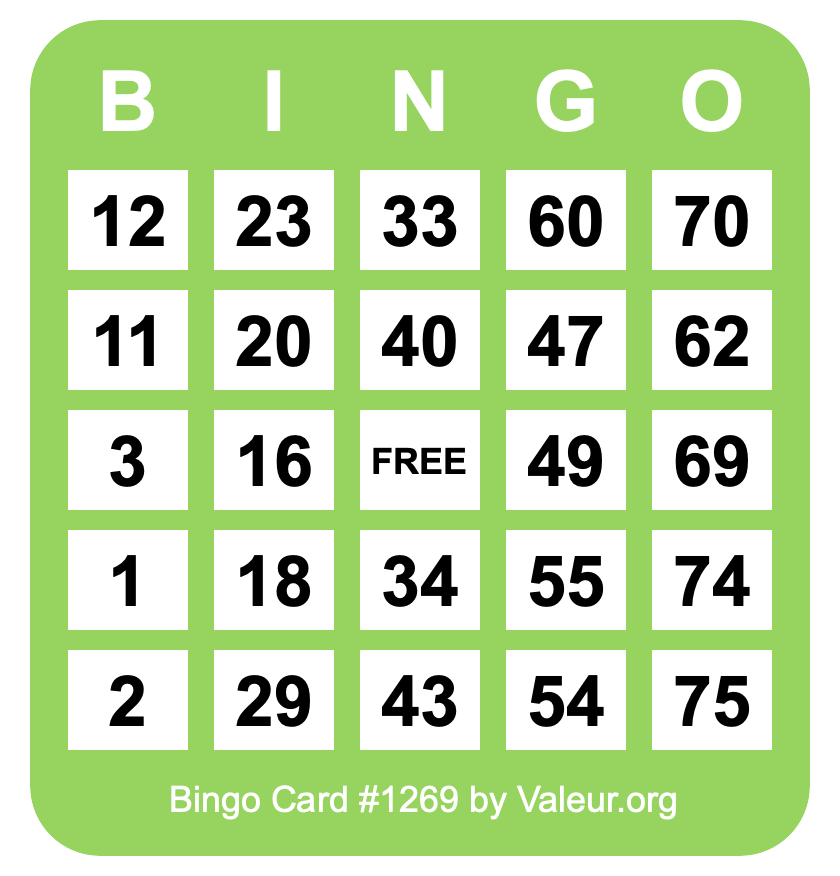 Bingo Card #1269