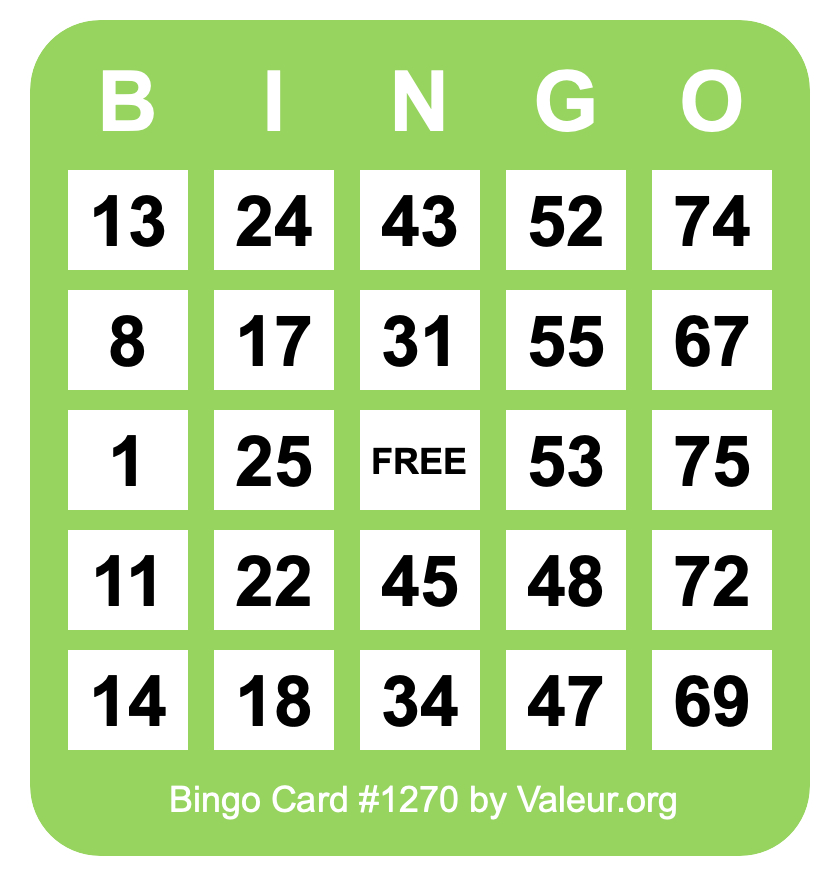 Bingo Card #1270