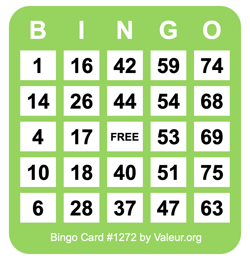 Bingo Card #1272