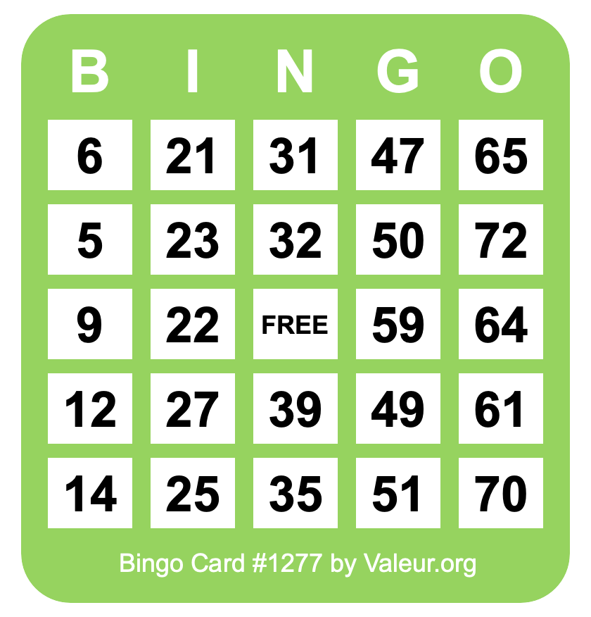 Bingo Card #1277