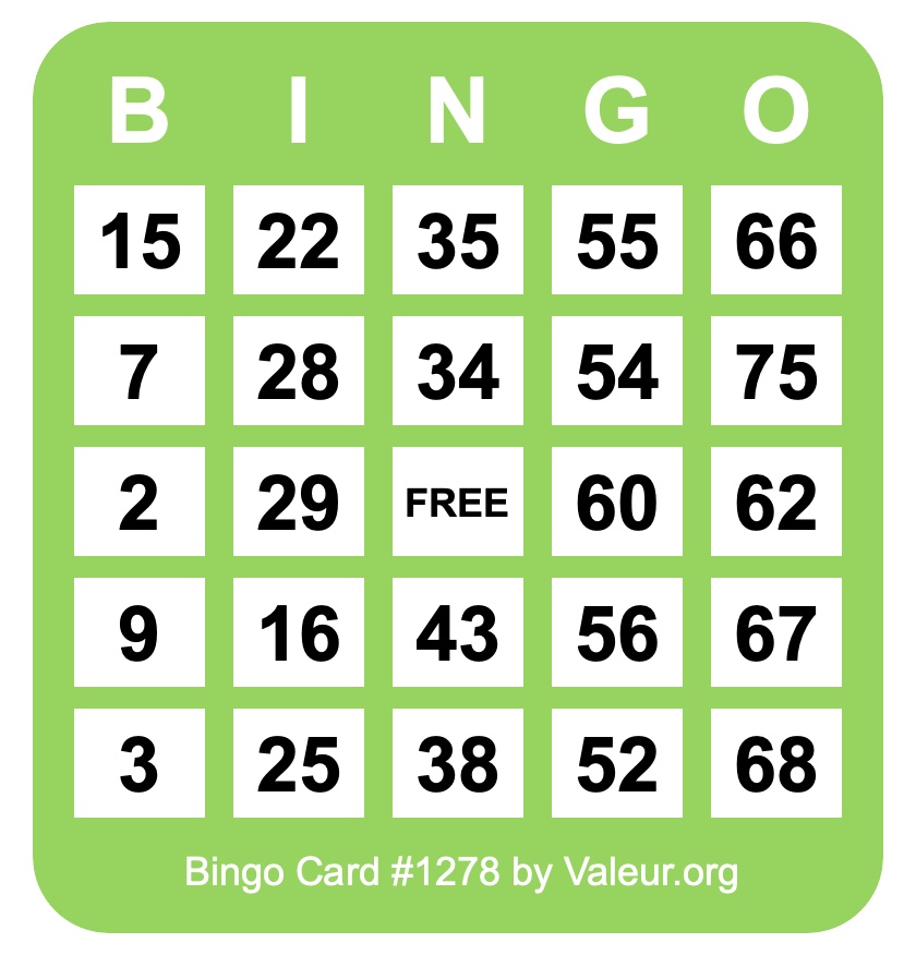 Bingo Card #1278