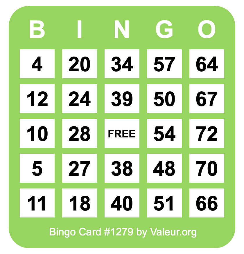 Bingo Card #1279