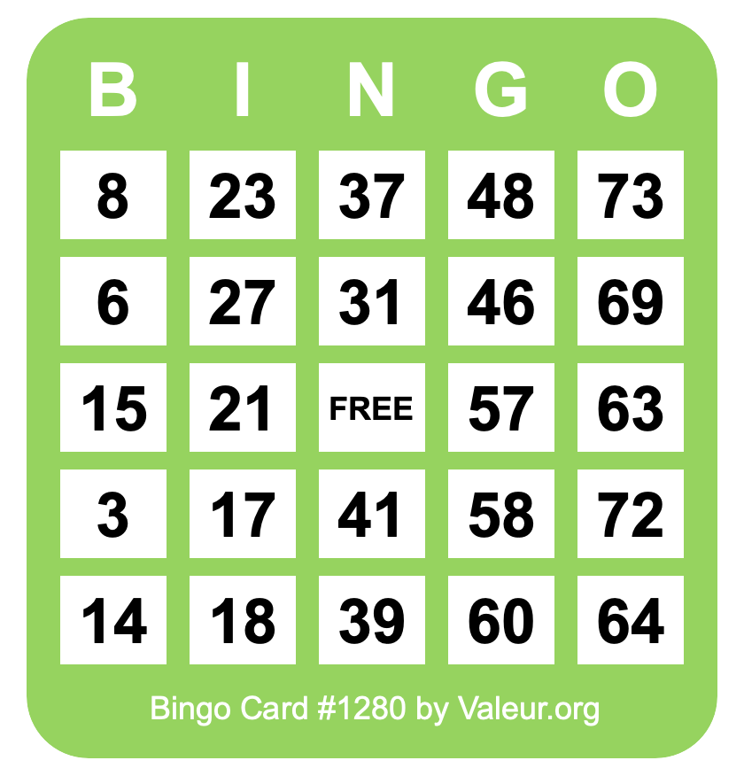 Bingo Card #1280