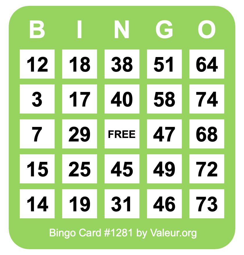 Bingo Card #1281