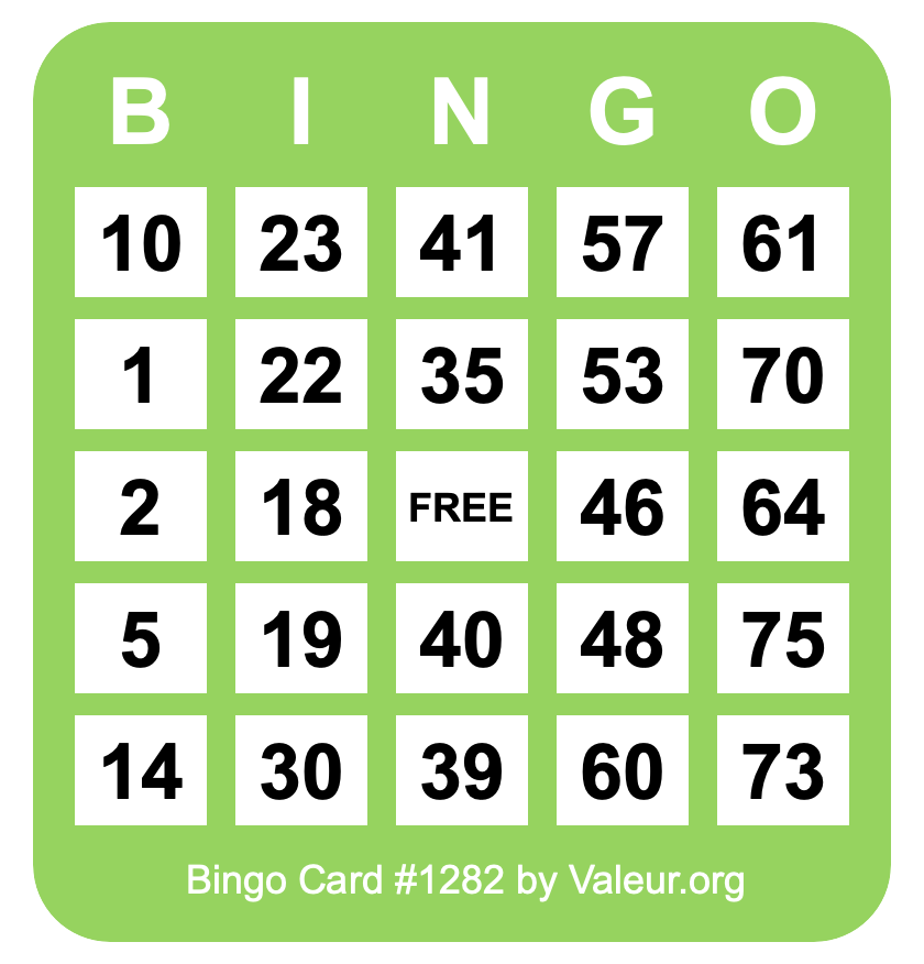 Bingo Card #1282