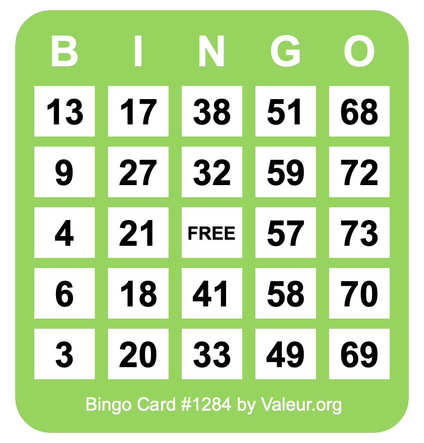 Bingo Card #1284