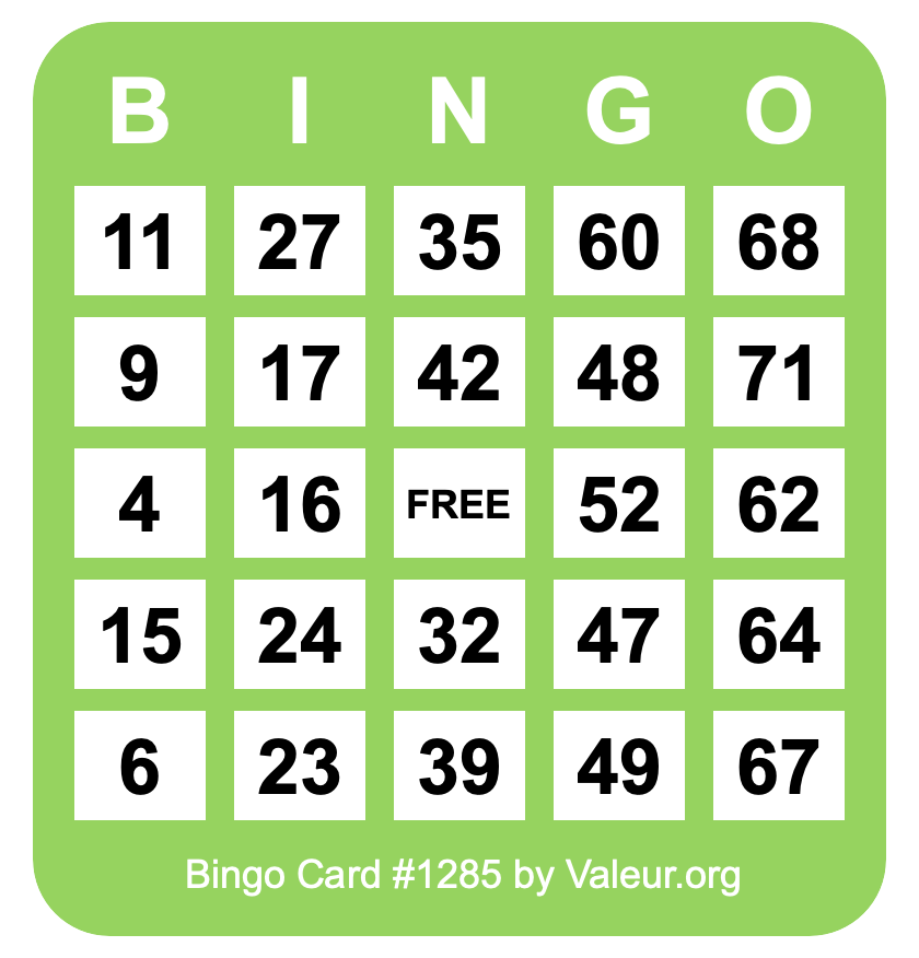 Bingo Card #1285