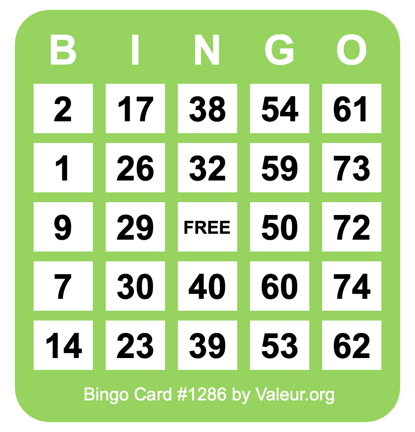 Bingo Card #1286