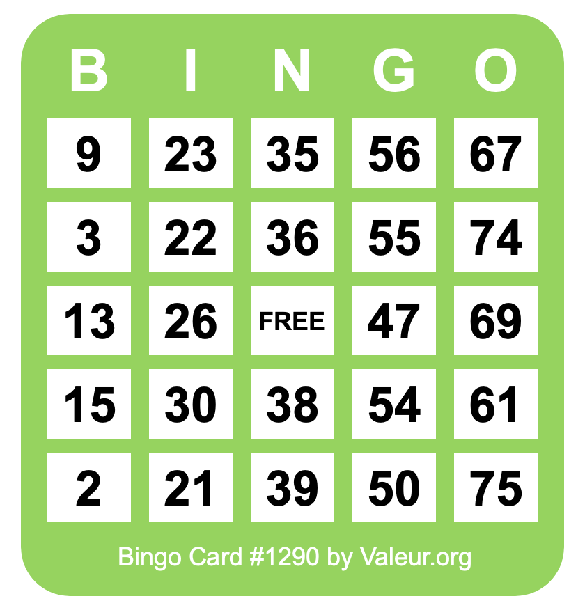 Bingo Card #1290