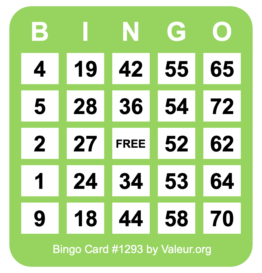 Bingo Card #1293