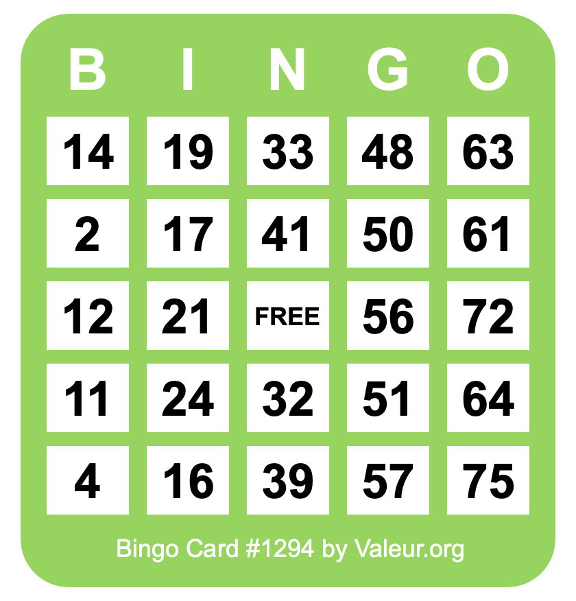 Bingo Card #1294