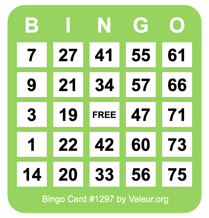 Bingo Card #1297 Bingo Card #1297