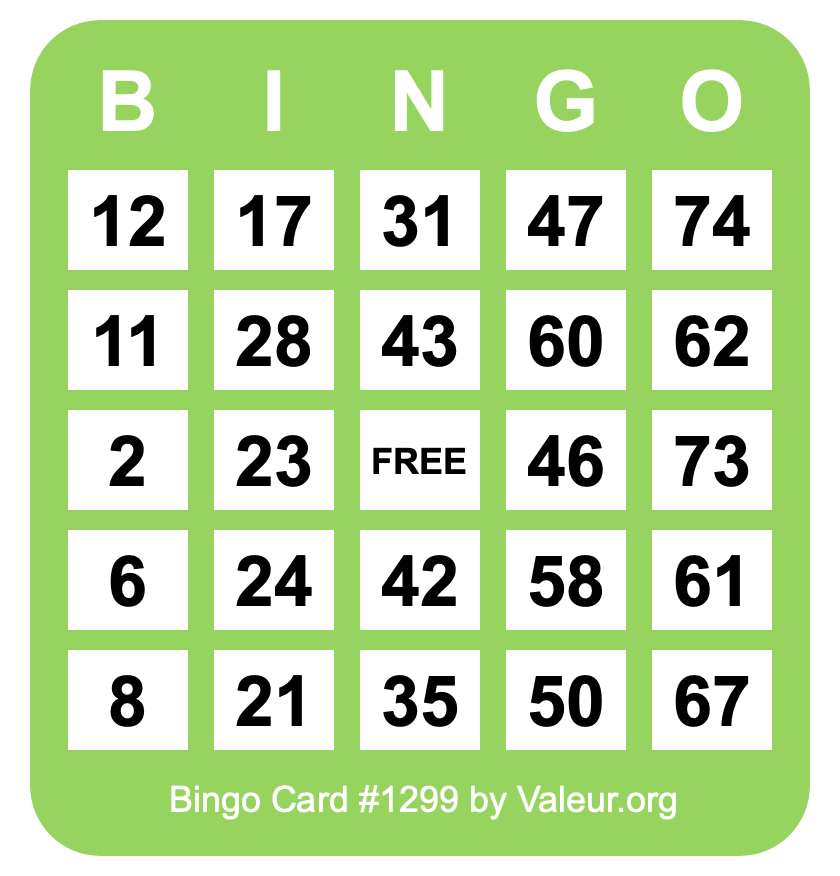 Bingo Card #1299