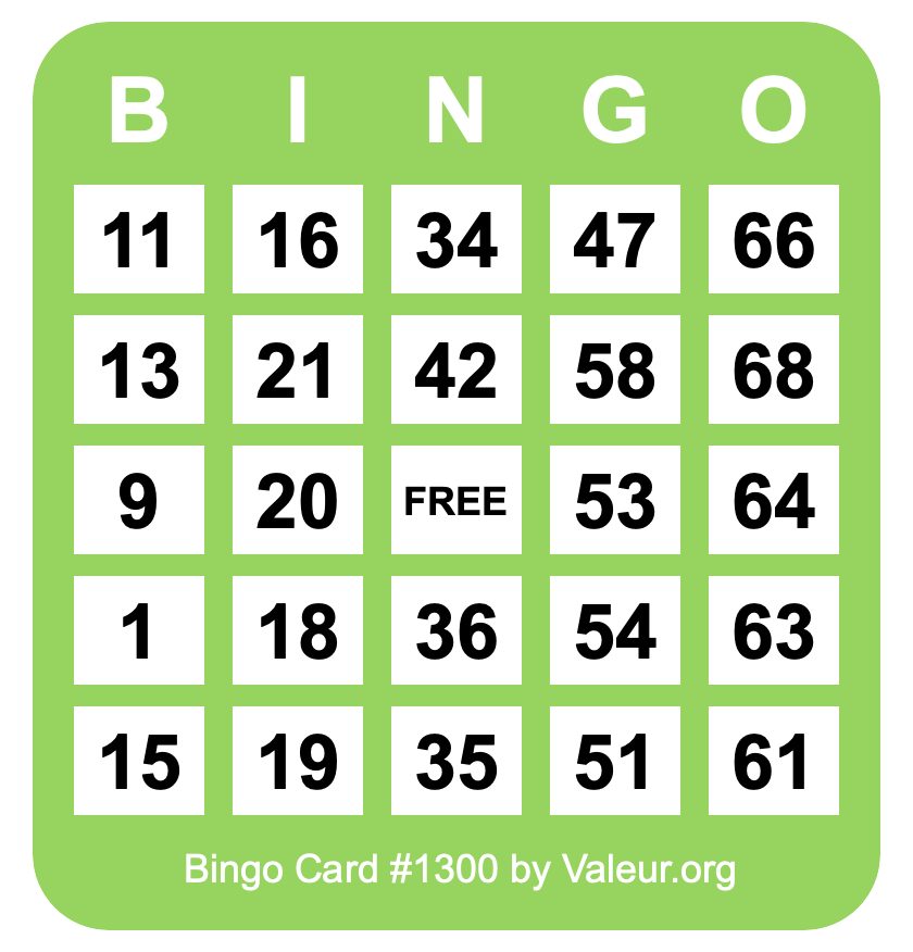 Bingo Card #1300