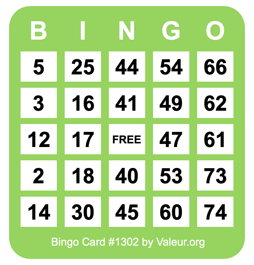 Bingo Card #1302
