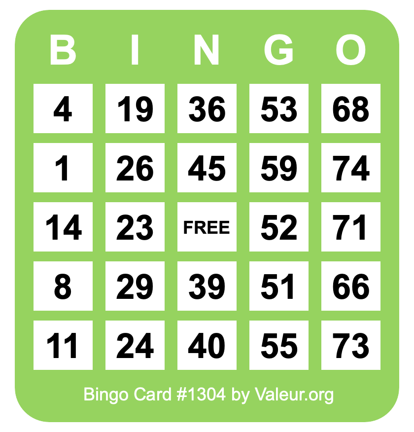 Bingo Card #1304