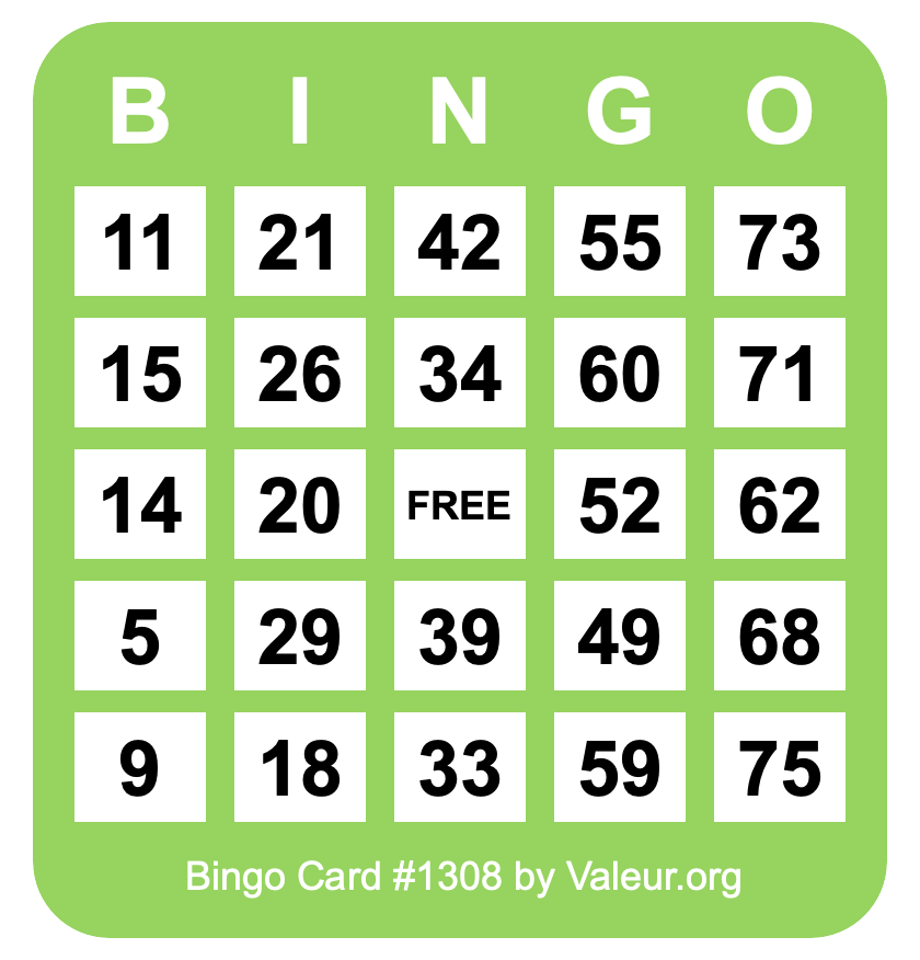 Bingo Card #1308