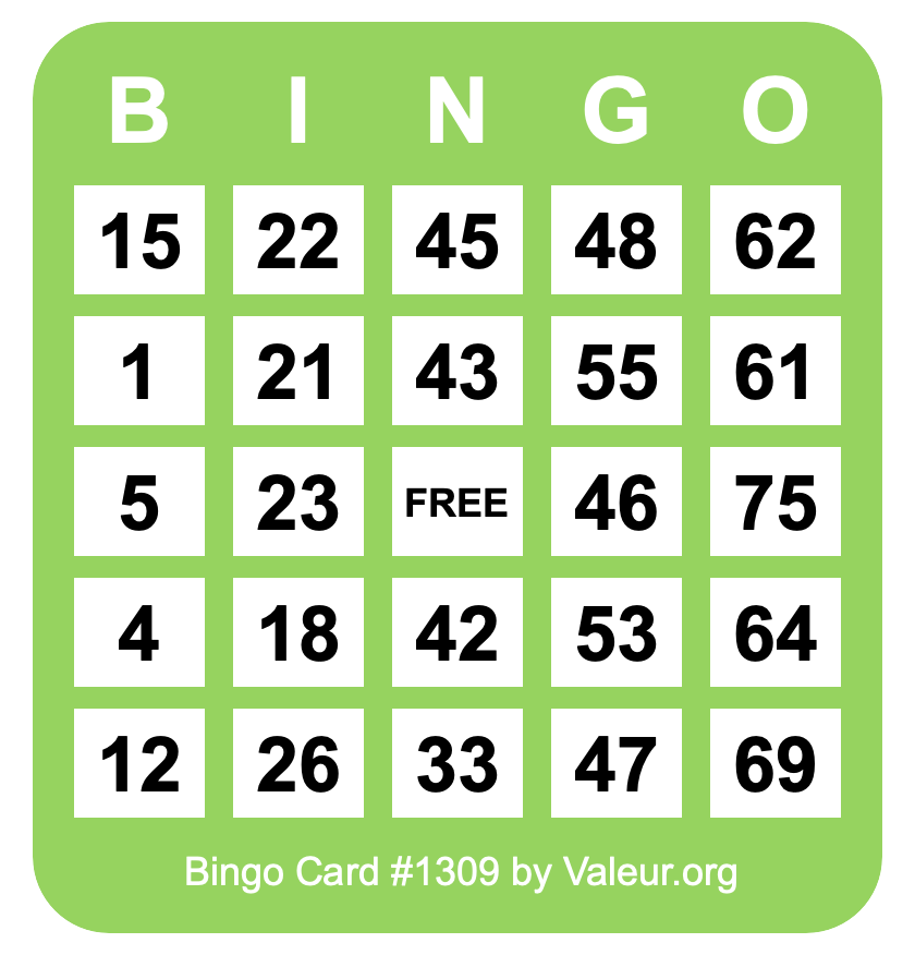Bingo Card #1309